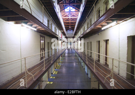 Cell doors  and landings at the old Fremantle Prison in Western Australia. Stock Photo