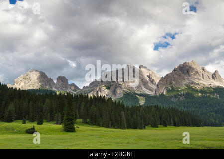 Italy, Venetia, Belluno province, Dolomites, listed as World Heritage by UNESCO, park Tre Cime Stock Photo