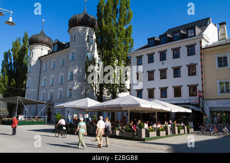 Austria, Tyrol, Lienz, Hauptplatz main square dominated by two steeples of the town hall Liebburg Stock Photo