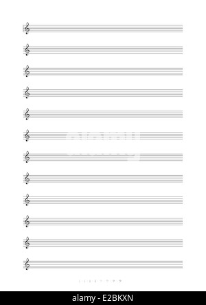 Old blank sheet music page. Music paper with empty stave for writing notes., Stock vector