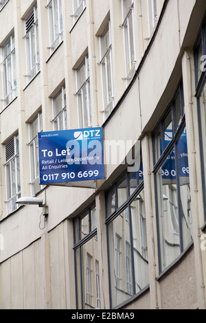 To let retail / leisure opportunity sign on buildings at Bristol City Centre in May Stock Photo