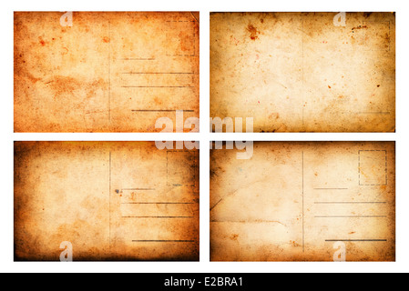 Collection of Vintage postcards as grunge old paper background Stock Photo