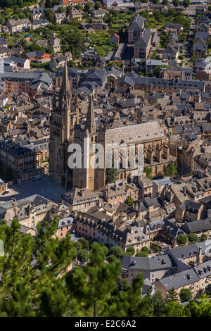 France, Lozere, Gevaudan, Lot Valley, Mende, Notre Dame et Saint Privat Cathedral Stock Photo