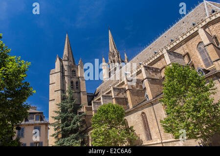 France, Lozere, Gevaudan, Lot Valley, Mende, Notre Dame et Saint Privat Cathedral Stock Photo