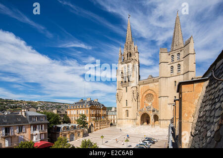 France, Lozere, Gevaudan, Lot Valley, Mende, Notre Dame et Saint Privat Cathedral Stock Photo