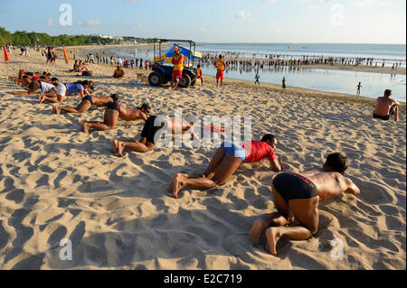 Indonesia, Bali, training of lifeguards on Kuta beach Stock Photo