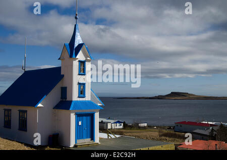 Iceland, Austurland region, Atlantic coast, east coast, fjord of Faskrudsfjordur, of Faskrudsfjordur, this hosted the French fishermen between 1850 and 1914 during the fishing season Stock Photo