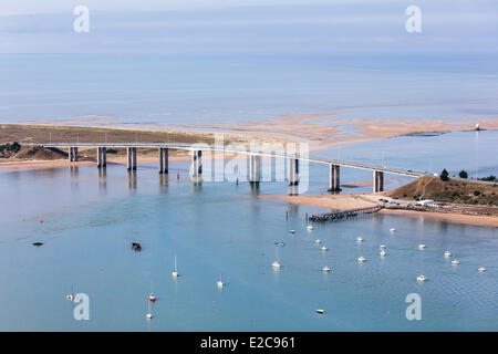 France, Vendee, La Barre de Monts, The bridge of Fromentine (aerial view) Stock Photo