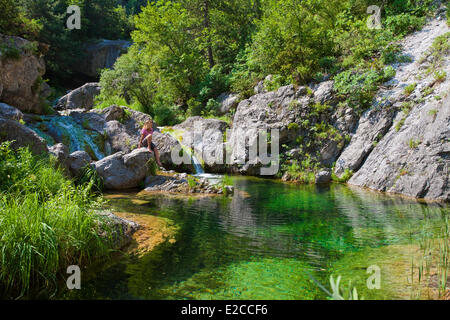 Greece, Macedonia, Thrace, Mount Olympus National Park, listed as Biosphere Reserve by UNESCO, Gorge Town of Dion Stock Photo