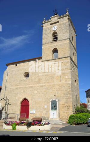 France, Herault, Boujan sur Libron, village in circulade, church Saint Etienne of 11th century is of Gothic origin Stock Photo