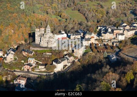 France, Puy de Dome, Auvergne Volcanoes Natural Regional Park, Saint Nectaire (aerial view) Stock Photo