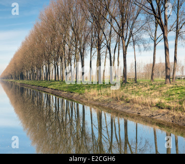 Picturesque view on the Damse Vaart canal in the village of Damme near Bruges in Belgium Stock Photo