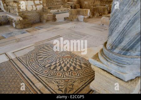 Israel, Haifa District, Caesarea (Caesarea Maritima), ruins of Caesarea, mosaic floor of a Roman house Stock Photo