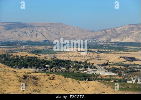 Israel, Northern District, Lower Galilee, the Jordan River valley and the mountains of Jordan in the background Stock Photo