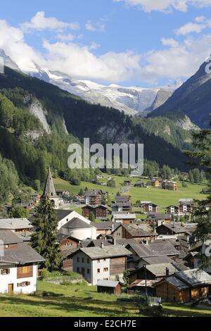 Switzerland, Canton of Valais, Val d'Herens Evolene, view from above Stock Photo