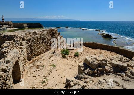 Israel, North district, Galilee, Acre (Akko), old town, listed as World Heritage by UNESCO, western sea wall Stock Photo