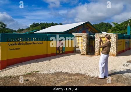 Jamaica, West Indies, parish of St Ann, Nine Mile, village where's born Bob Marley, local primary school where went Bob Marley Stock Photo