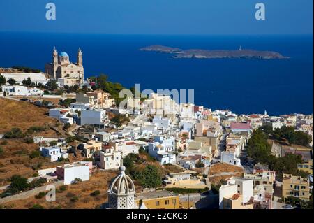 Greece Cyclades Syros island Ermoupoli Agios Nikolaos Stock Photo