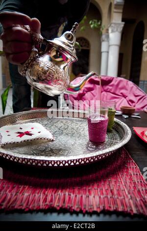 Morocco Meknes Tafilalt region historic city of Meknes listed as World Heritage by UNESCO Medina tea Stock Photo