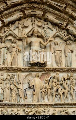 France Cher Bourges Cathedral of St Etienne of Bourges listed as World Heritage by UNESCO central portal tympanum Stock Photo