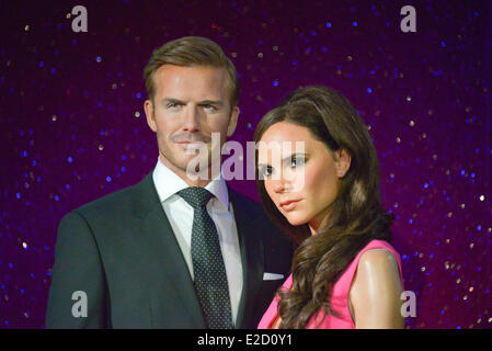 London, UK. 19th June, 2014. Madame Tussauds London reveals new wax figures of Victoria and David Beckham in London. Credit:  See Li/Alamy Live News Stock Photo