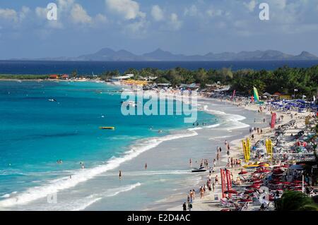 France Guadeloupe Saint Martin Orient Bay beach with turquoise waters with Saint Barthelemy on the horizon Stock Photo