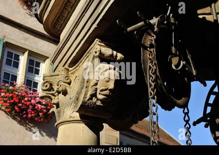 France Bas Rhin Boersch medieval village near Obernai place de l'Hotel