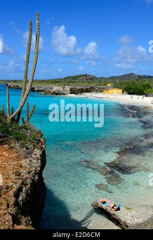 Dutch West Indies Bonaire island sun-drenched beach house at Playa Frans Washington Slagbaai National Park Stock Photo