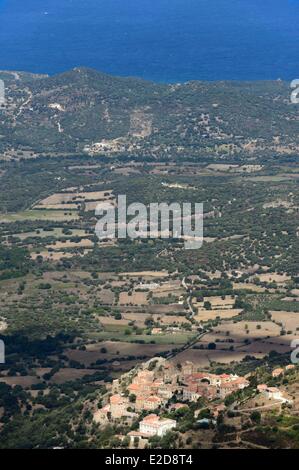 France, Haute Corse, Balagne, perched village of Belgodere Stock Photo