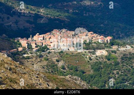 France, Haute Corse, Balagne, perched village of Speloncato Stock Photo