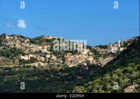 France, Haute Corse, Balagne, perched village of Corbara Stock Photo