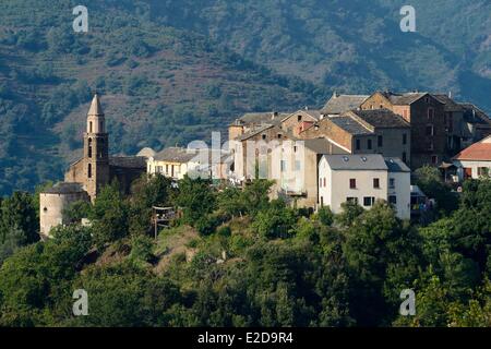 France, Haute Corse, Castagniccia, village of Ficaja Stock Photo