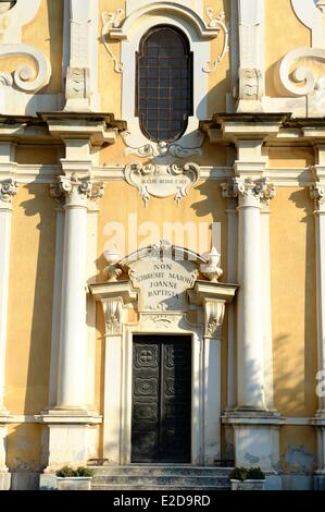 France, Haute Corse, Castagniccia, village of La Porta, baroque church of St. John the Baptist Stock Photo