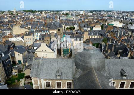 France, Ille et Vilaine, Rennes, Saint Sauveur basilica and the old city seen from the cathedral (in the foreground) Stock Photo
