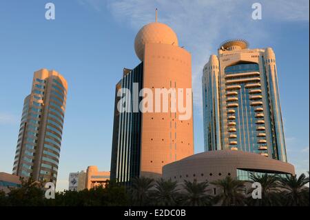 United Arab Emirates Dubai the area of Deira along the shore of Dubai Creek with the Etisalat Tower (Emirates Stock Photo