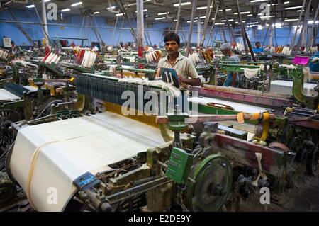 India Rajasthan state Pali Weaving factory in Pali the first town in India for dying textiles Stock Photo