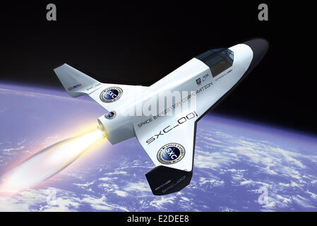 HANDOUT - An undated handout picture of Space Expedition Corporation (SXC) shows a computer simulation of the rocket plane SXC. Photo: Space Expedition Corporation/SXC. Credit:  dpa picture alliance/Alamy Live News Stock Photo