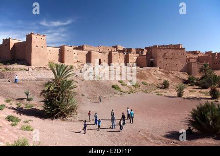 Morocco, Atlas Mountains, Ouarzazate, Taourirt Kasbah, Old Glaoui Tribe Building Stock Photo