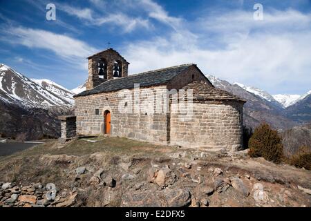 Spain Catalonia Boi valley listed as World Heritage by UNESCO Sant Quirc de Durro church Stock Photo