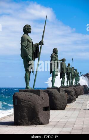 Spain, Canary islands, Tenerife island, Candelaria, statues of Guanches kings Stock Photo