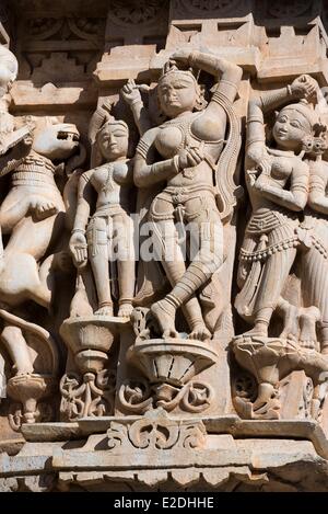 India Rajasthan state Udaipur Marble dancers at the Jagdish Temple a hindu temple dedicated to Lord Vishnu Stock Photo