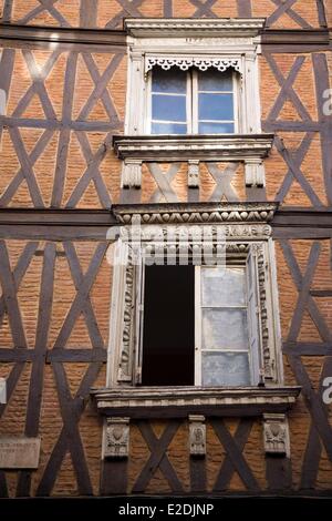 France Haute Garonne Toulouse typical half timbered house in Rue des Filatiers the goldsmith Elie Gerault's home Stock Photo