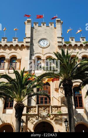 Spain Balearic Islands Menorca Ciutadella town hall in dÆes Born square Stock Photo