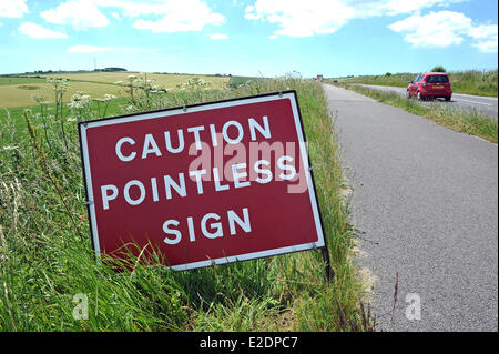 Pointless road sign, humorous road sign, UK Stock Photo