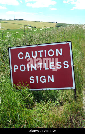 Pointless road sign, humorous road sign, UK Stock Photo