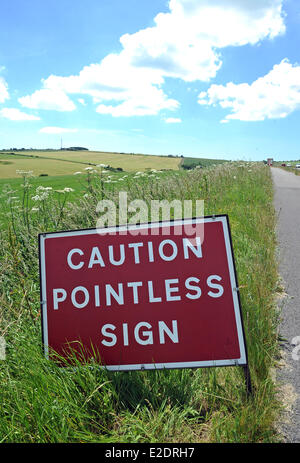 Pointless road sign, humorous road sign, UK Stock Photo