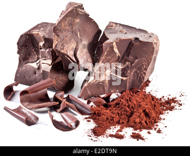 Chocolate blocks isolated on a white background. Stock Photo