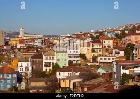 Chile Valparaiso Region Valparaiso historical centre listed as World Heritage by UNESCO one of the 40 hills where the city lies Stock Photo