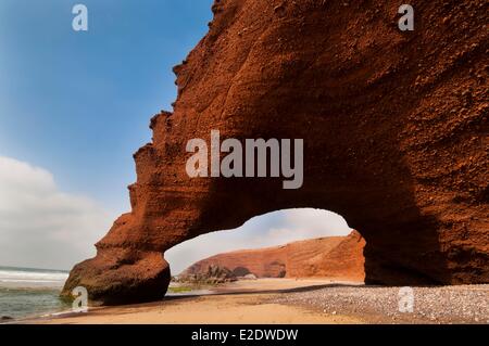 Morocco Souss region Atlantic coast in the South of Agadir Mirleft the red cliffs of el Djazirah Stock Photo