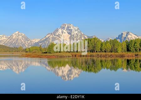 United States Wyoming Grand Teton National Park the Snake River and the Teton Range with Mount Moran from Oxbow Bend